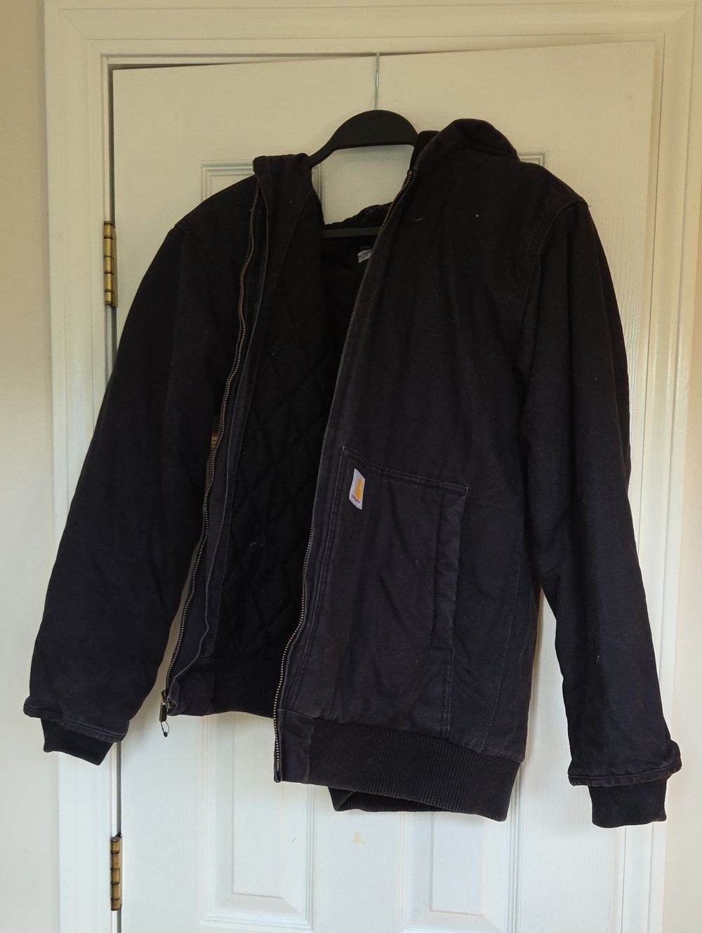 Youth XL Carhartt Black Hooded Canvas Work Jacket